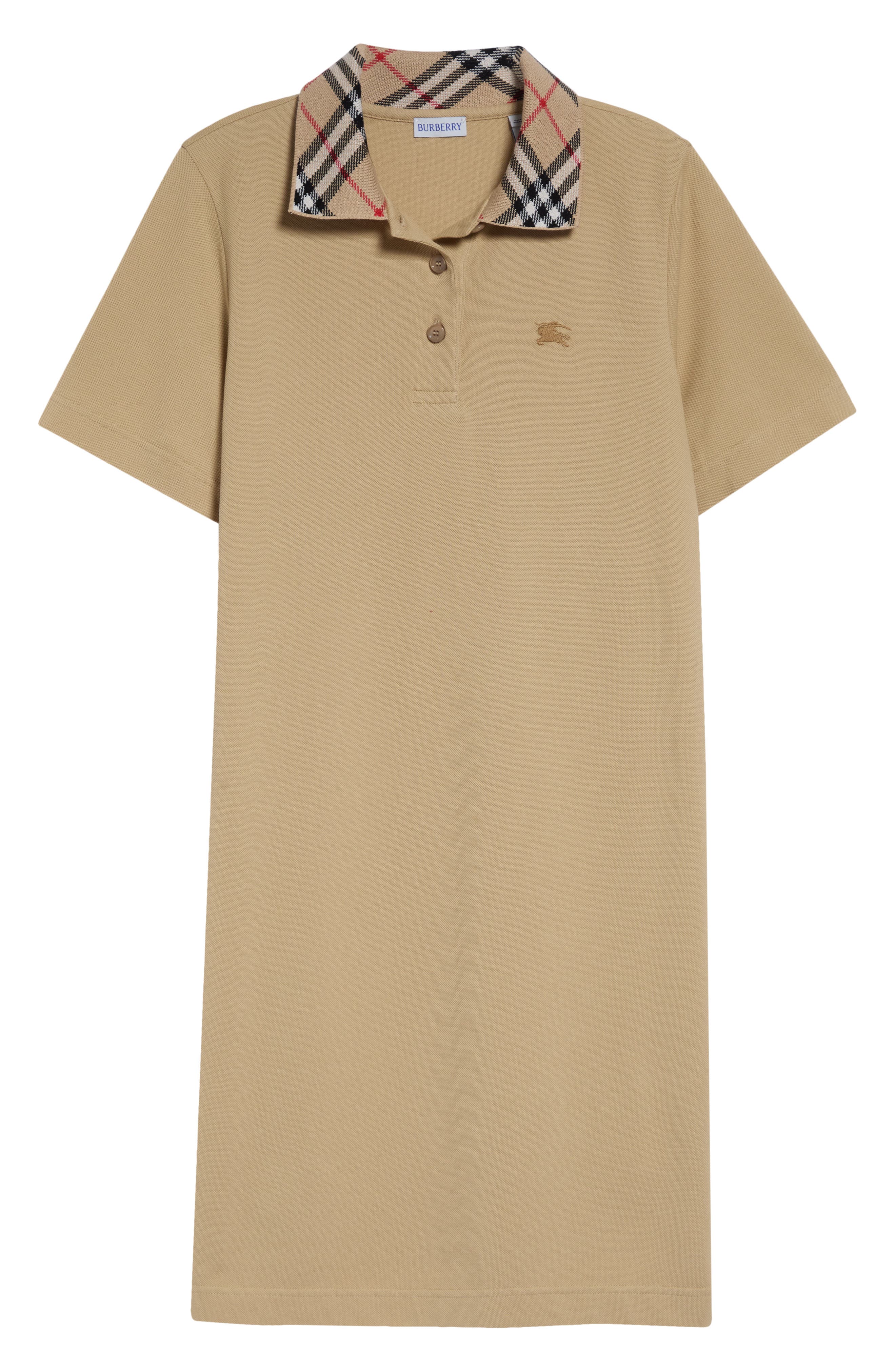 Burberry Iris Check Collar Cotton Piqué Polo Dress (Women) | Nordstrom