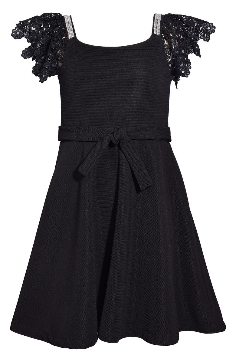 Iris & Ivy Kids' Scuba Skater Dress, Main, color, Black