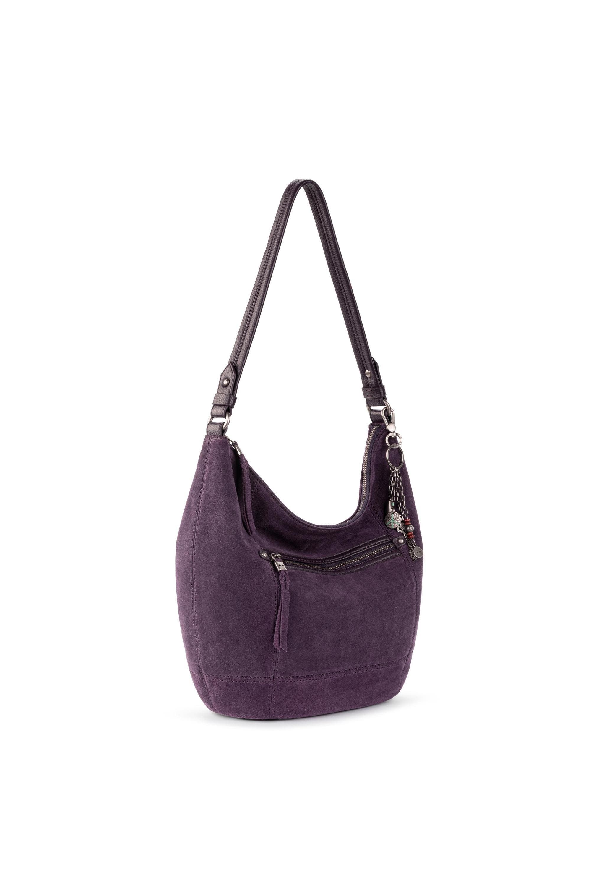 Sequoia Hobo Leather Bag, Alternate, color, Aubergine Suede