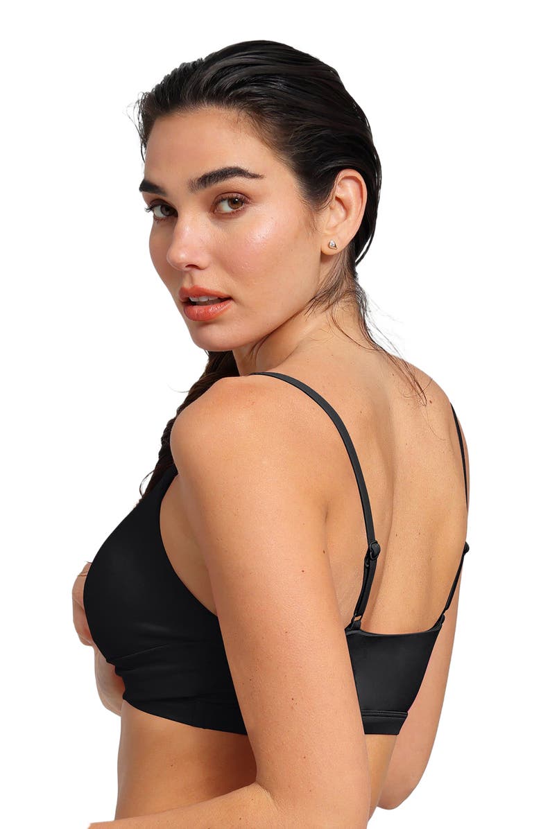 Popilush Shapewear Bust-Enhancing Draped Bikini Top, Alternate, color, Midnight Black