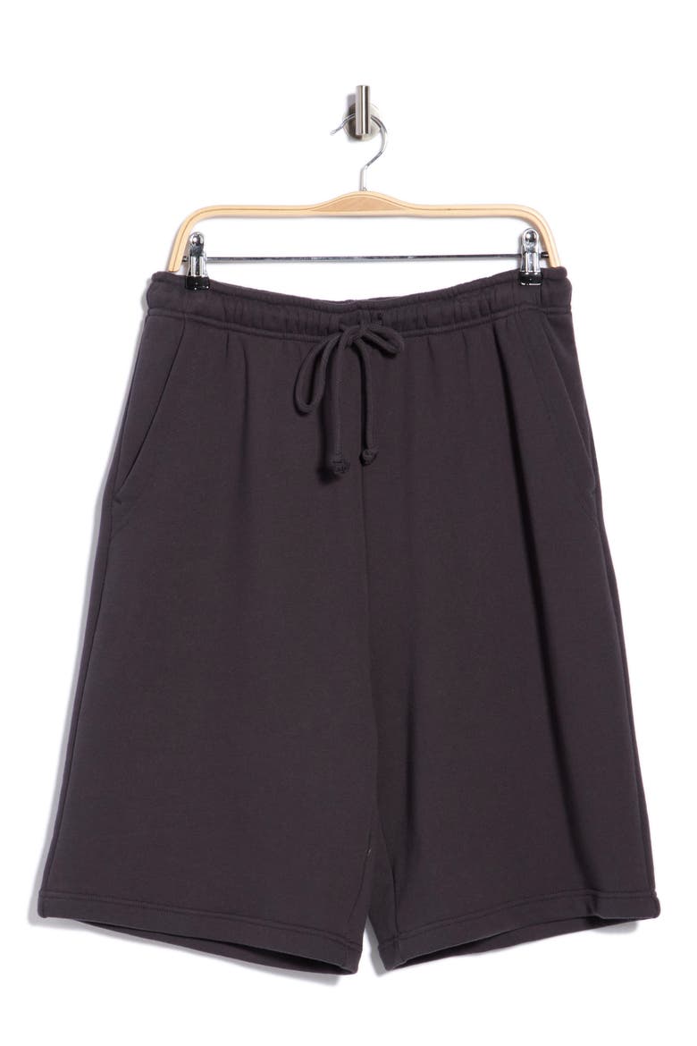 Drawstring Waist Cotton Blend Shorts, Alternate, color, BLACK FADED