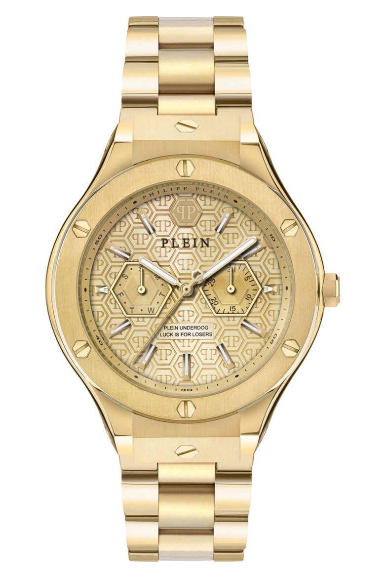 Plein Underdog Green Dial Bracelet, 44mm, Main, color, GOLD1