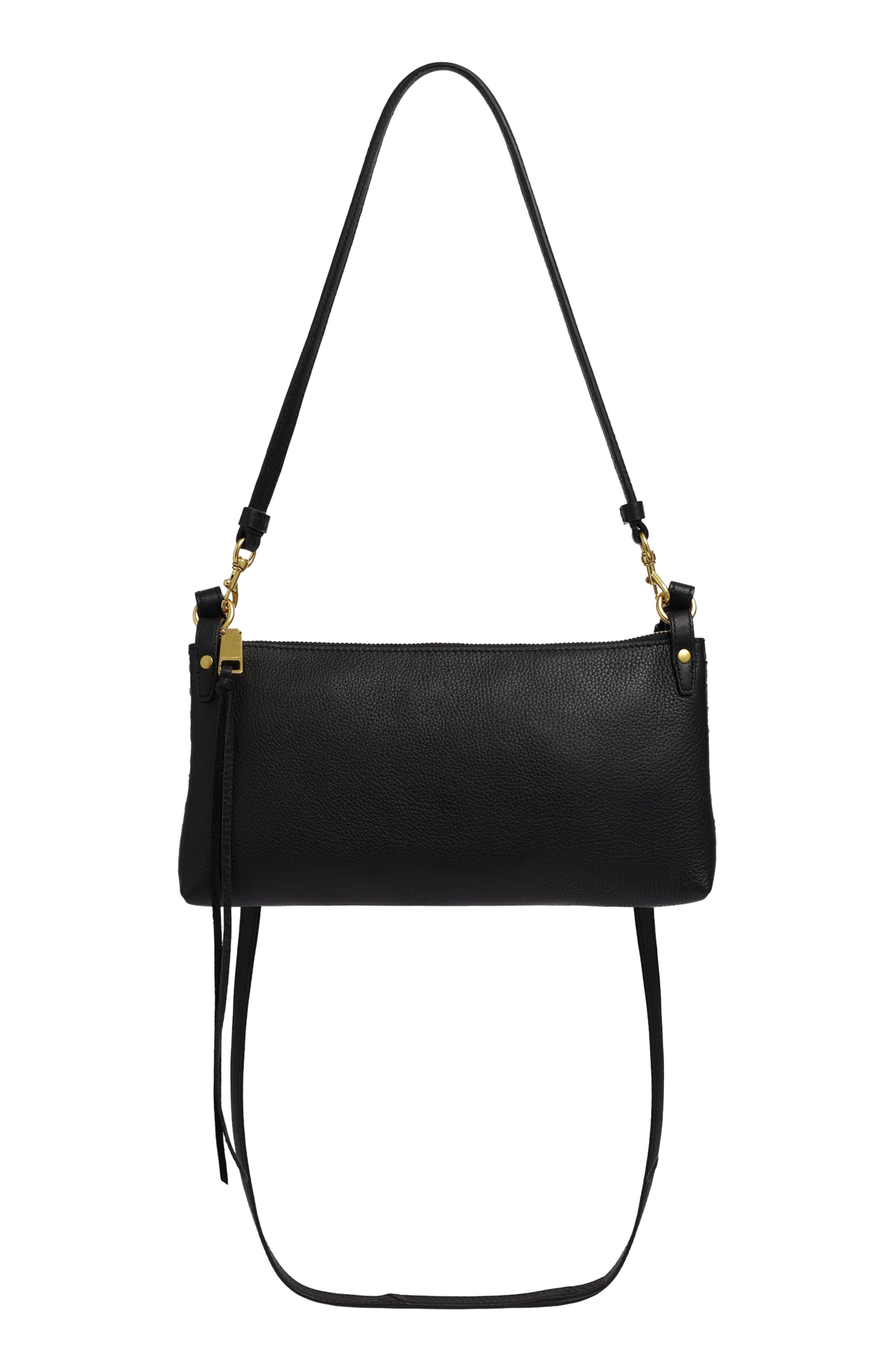 Darren Zip Top Leather Crossbody Bag, Alternate, color, BLACK