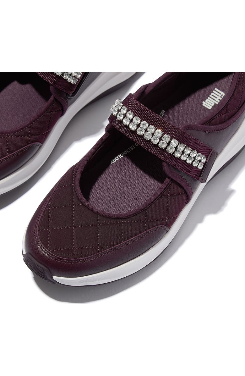 FitFlop F-Mode Flow Crystal Strap Quilted Mary Jane Sneaker, Alternate, color, Plumberry