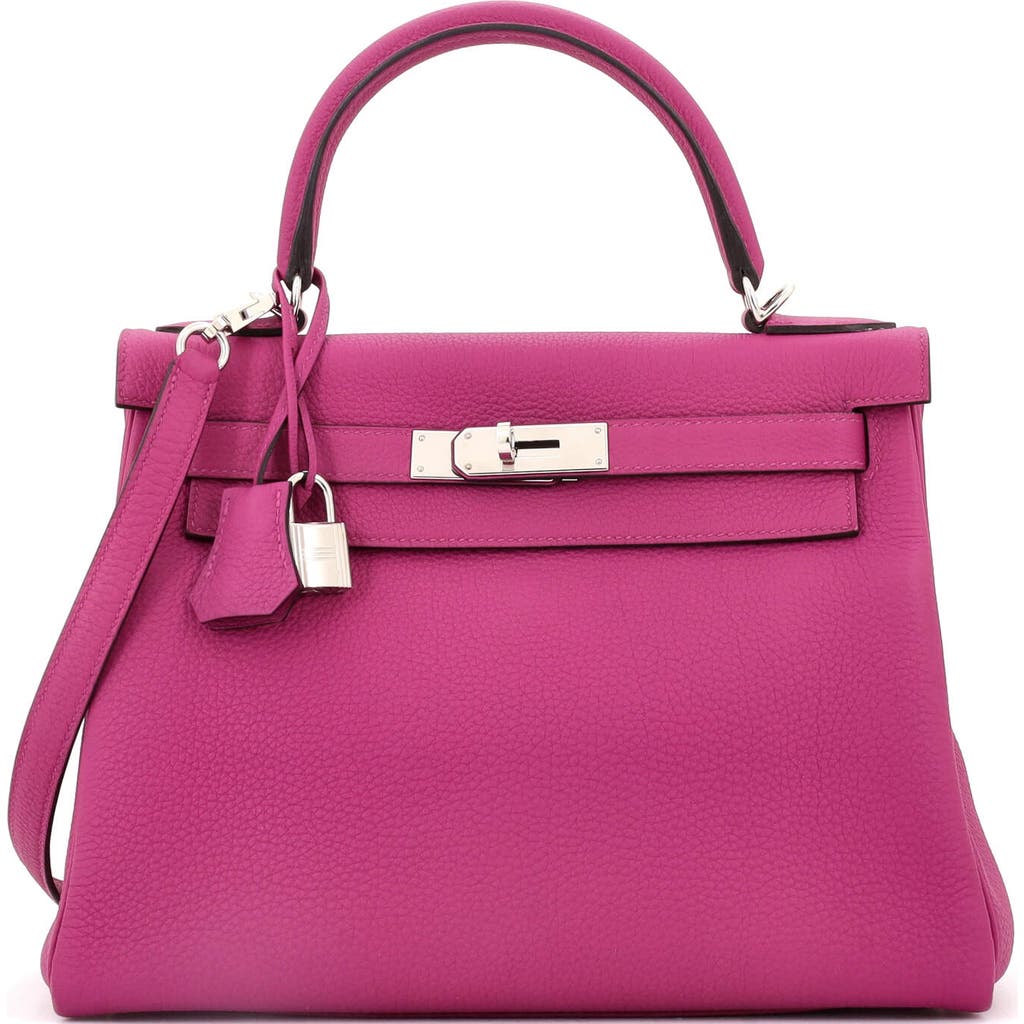 Pre-owned Hermes Hermes Kelly Handbag Pink Togo With Palladium Hardware 28 In Purple