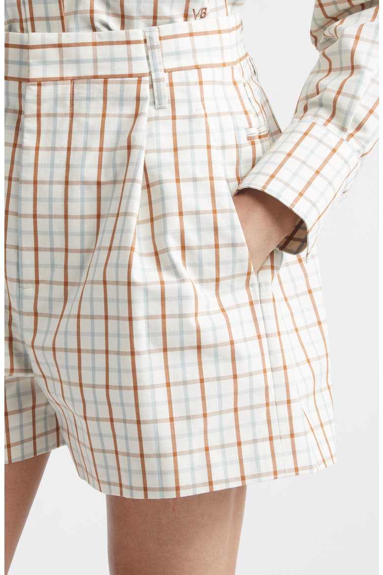 Check Pleated Cotton Wide Leg Shorts, Alternate, color, MULTI / WHITE CHECK