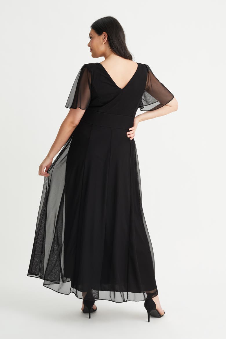 Isabelle Angel Sleeve Maxi Dress, Alternate, color, Solid Black