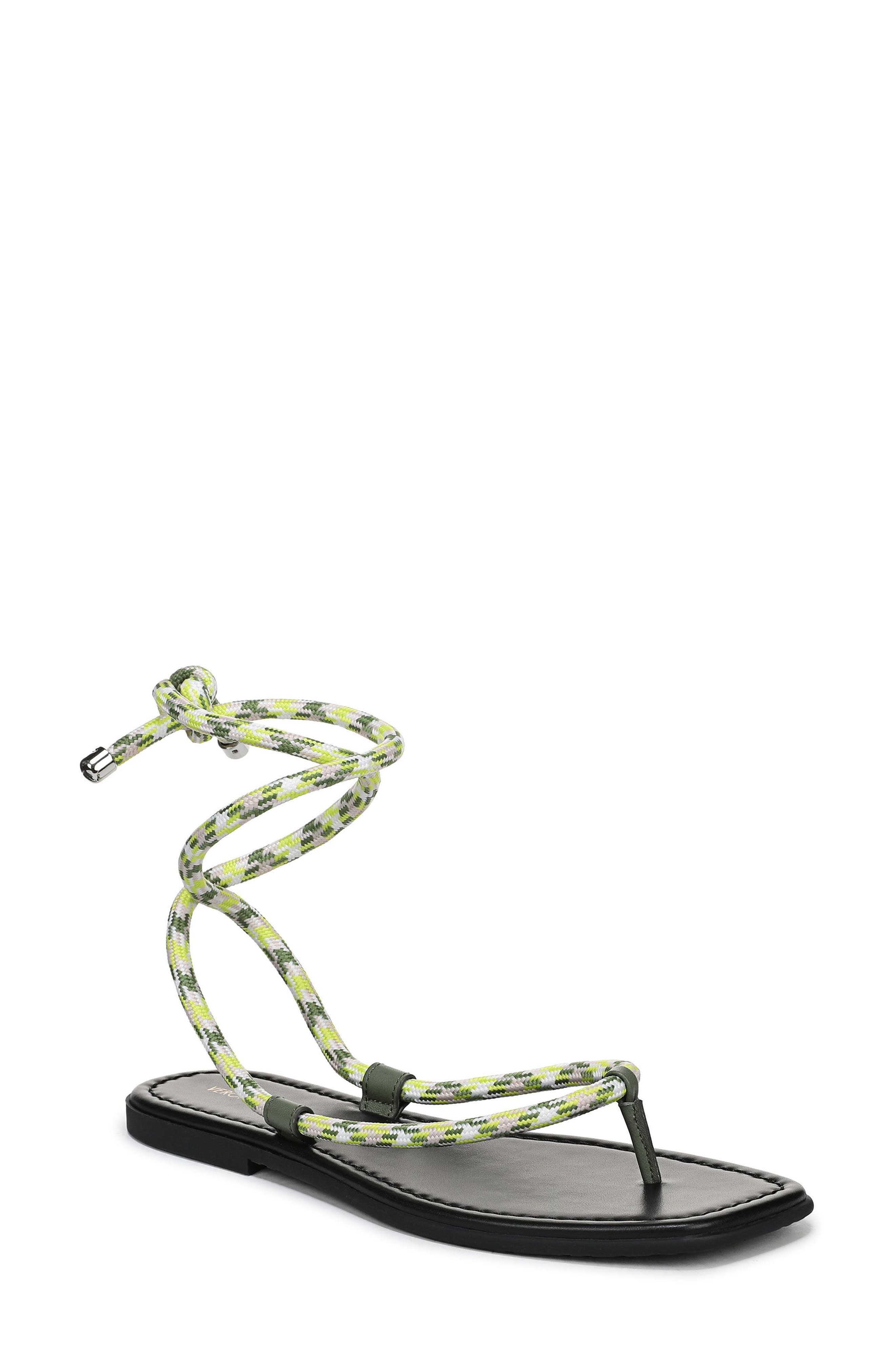 Veronica Beard Carmina Ankle Wrap Sandal, Main, color, Lime Multi