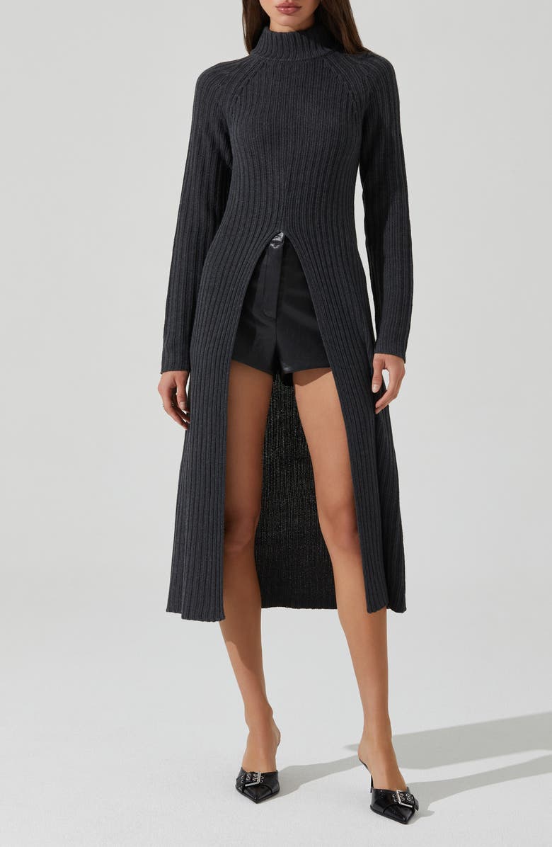 ASTR the Label Estilo Extended Hem Sweater, Main, color, Charcoal