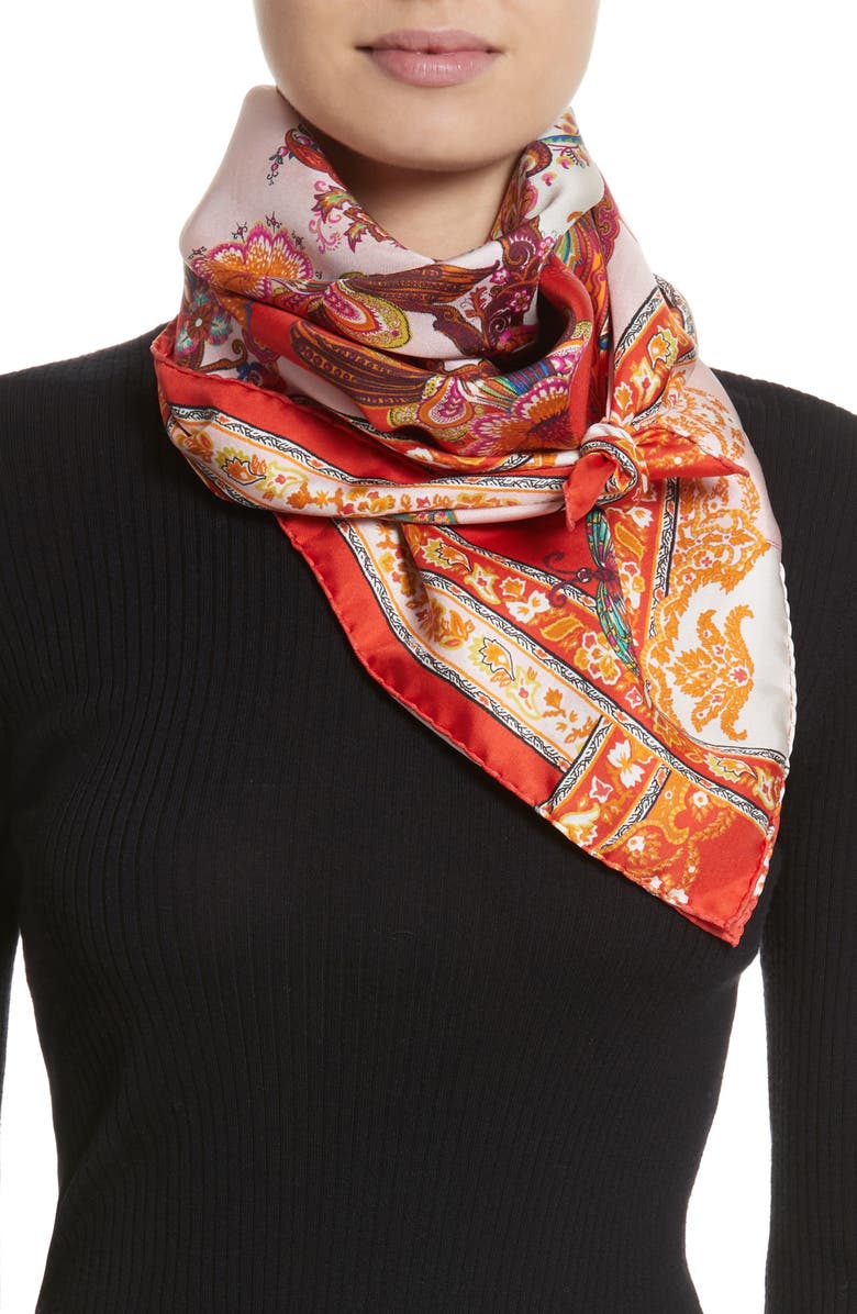 Etro Year of the Dog Square Silk Scarf, Alternate, color, 