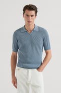 Brunello Cucinelli Cotton English rib knit polo