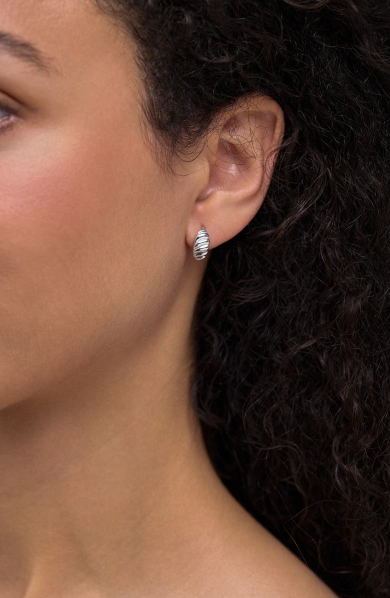 Bony Levy 14K Gold Textured Oval Huggie Hoop Earrings, Alternate, color, 14K White Gold