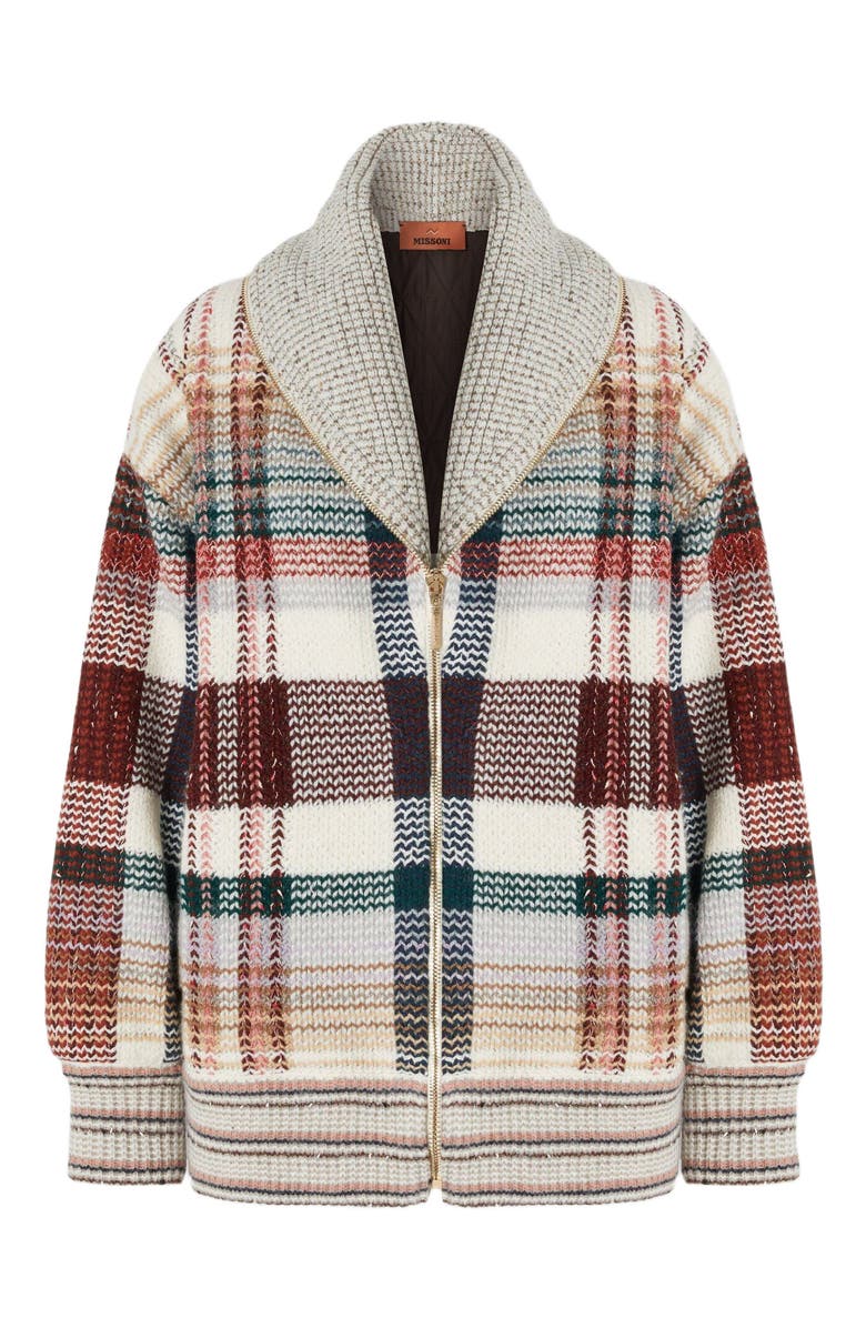 Missoni Quilted Jacket With Check Pattern, Alternate, color, White & Burgundy