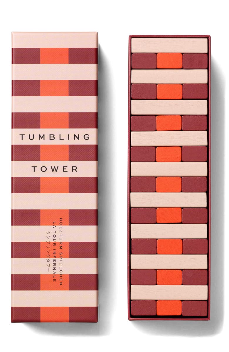 PRINTWORKS Tumbling Towers Game, Main, color, Red/ Multi