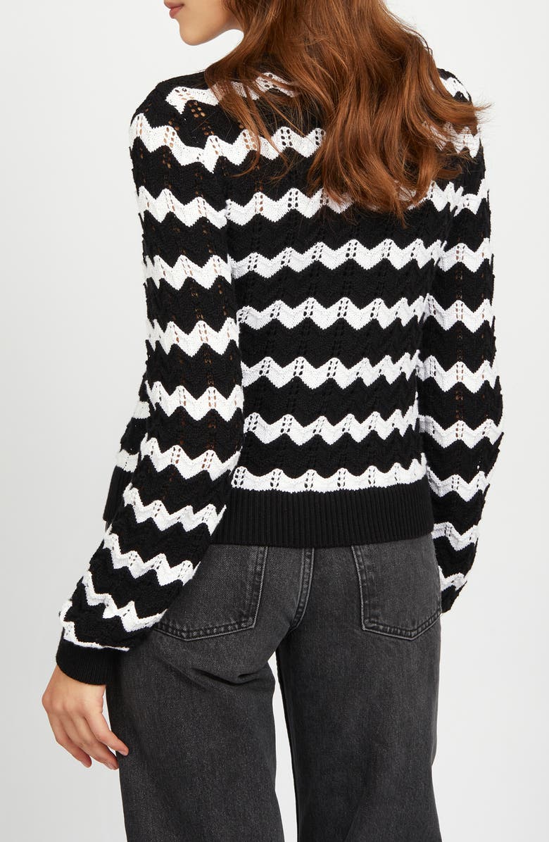 525 Ashley Chevron Stripe Cardigan, Alternate, color, Black Multi