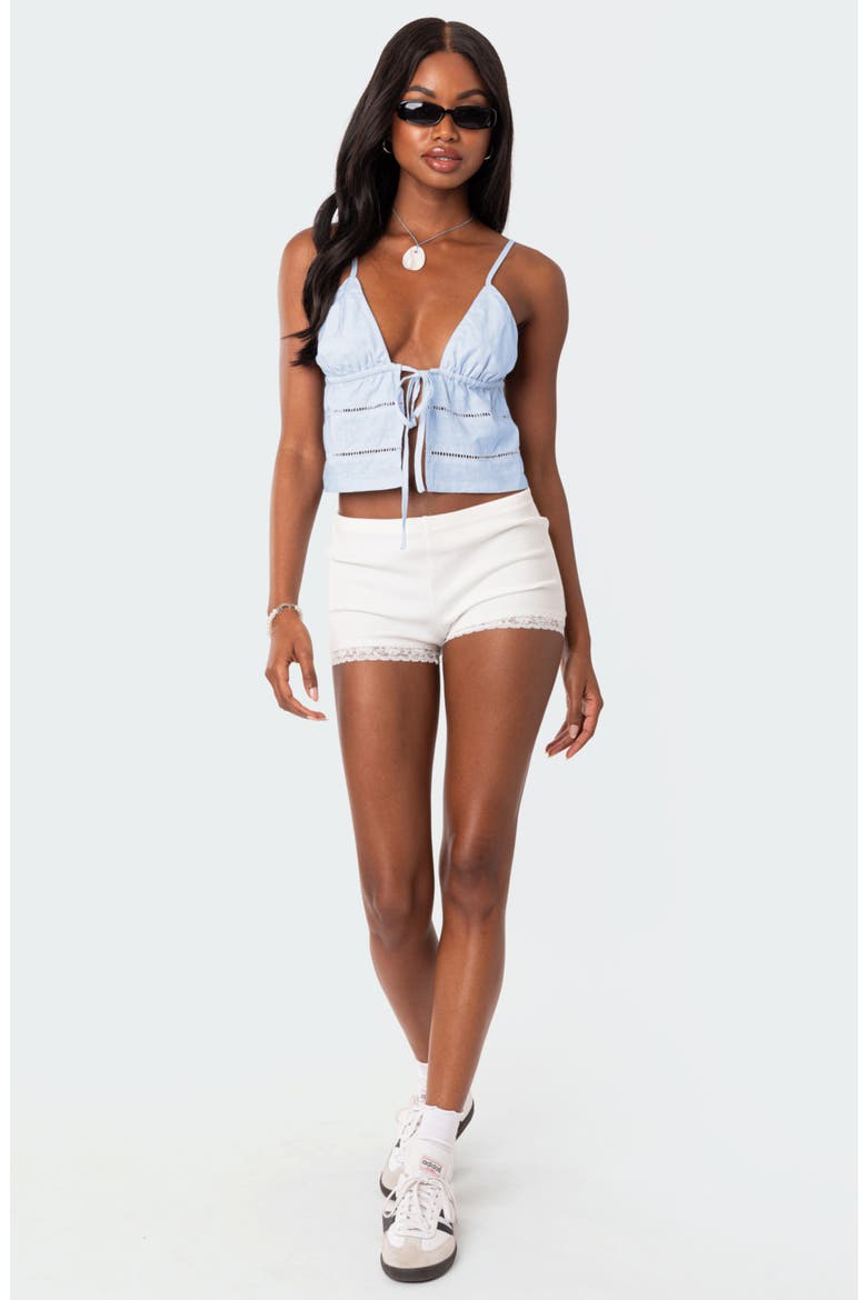 Candy Tie Front Cotton Camisole, Alternate, color, BLUE