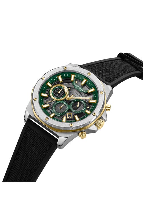 Kenneth Cole New York The Hollis Chronograph Mixed Media Strap Watch, 45mm In Metallic