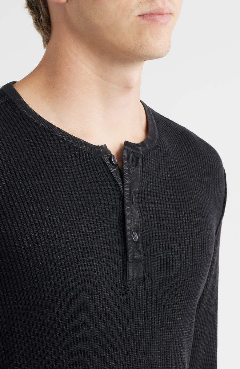 Schott NYC Stonewash Cotton Henley Sweater, Alternate, color, Black