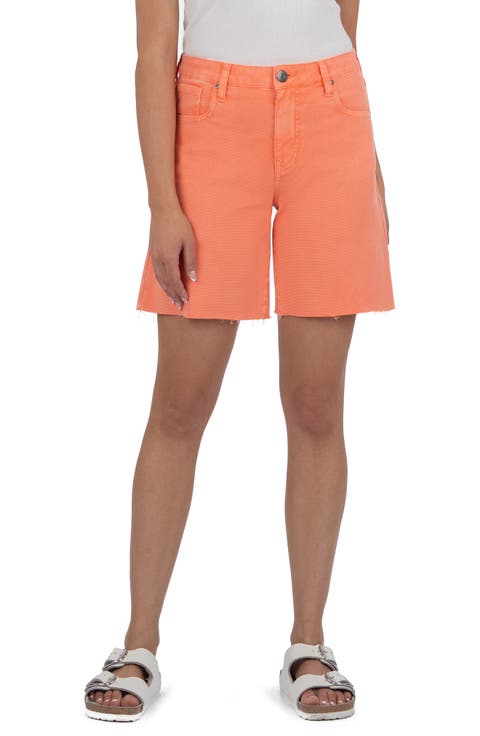 Hailey Raw Hem Denim Bermuda Shorts (Positano Orange)