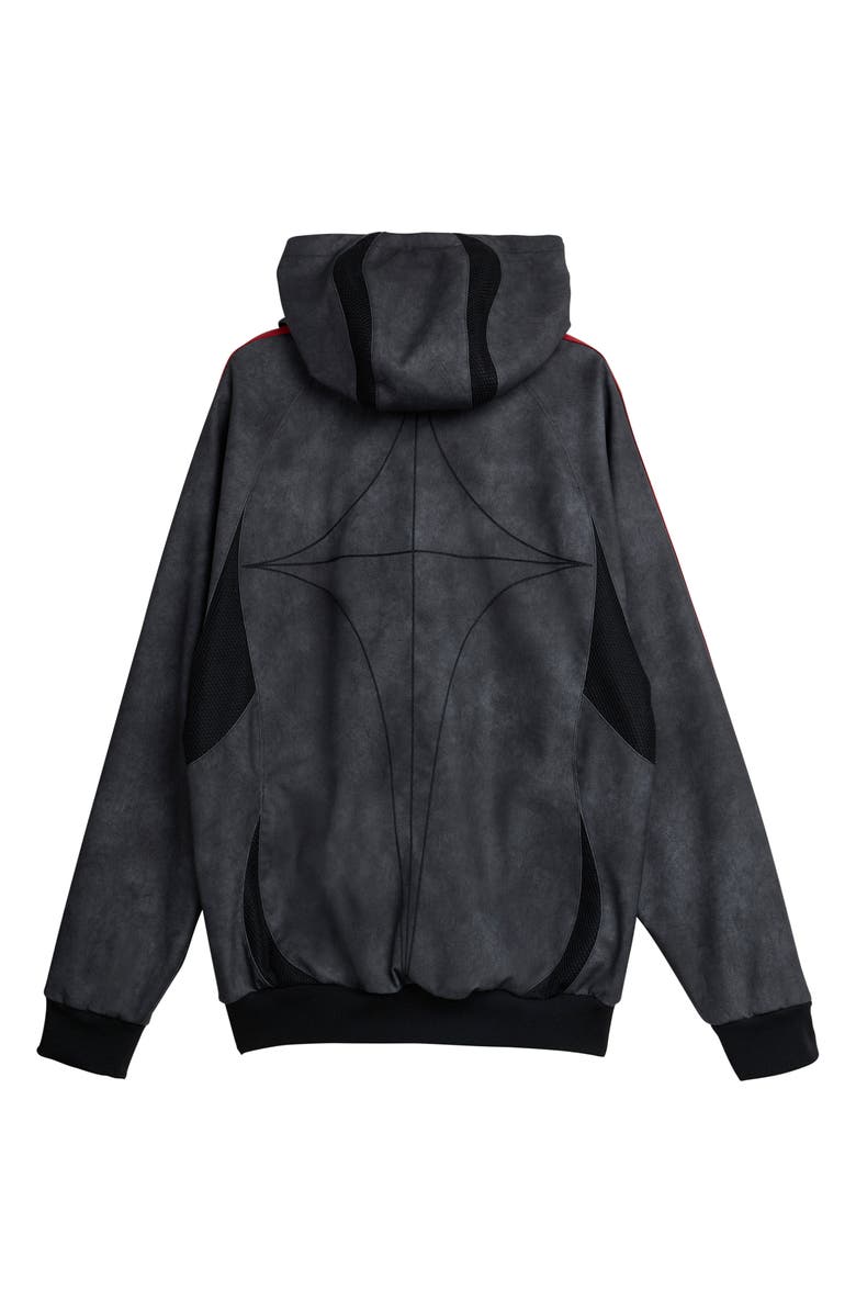 adidas Mesh Inset Faux Leather Bomber Jacket, Alternate, color, Black/ Antique Silver