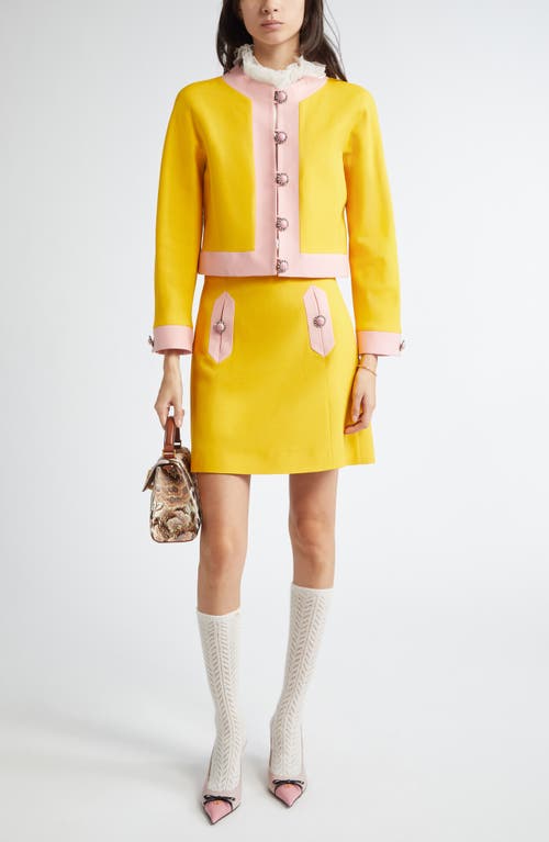Valentino Bi-color Crystal Crepe Crop Jacket In Pale Rose