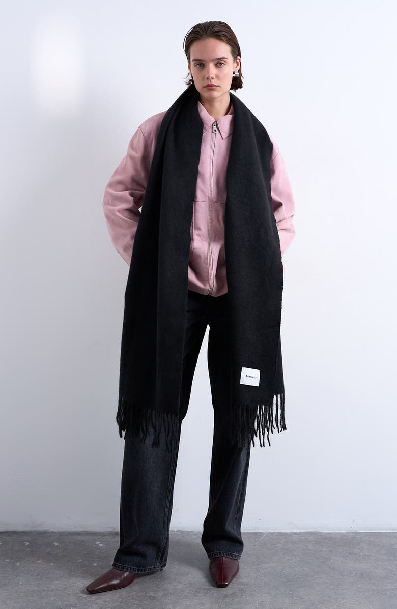 Topshop Fringe Blanket Scarf, Alternate, color,