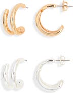Leith 2-Pack Double Bar Hoop Earrings
