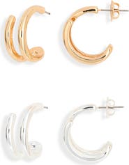 Leith 2-Pack Double Bar Hoop Earrings