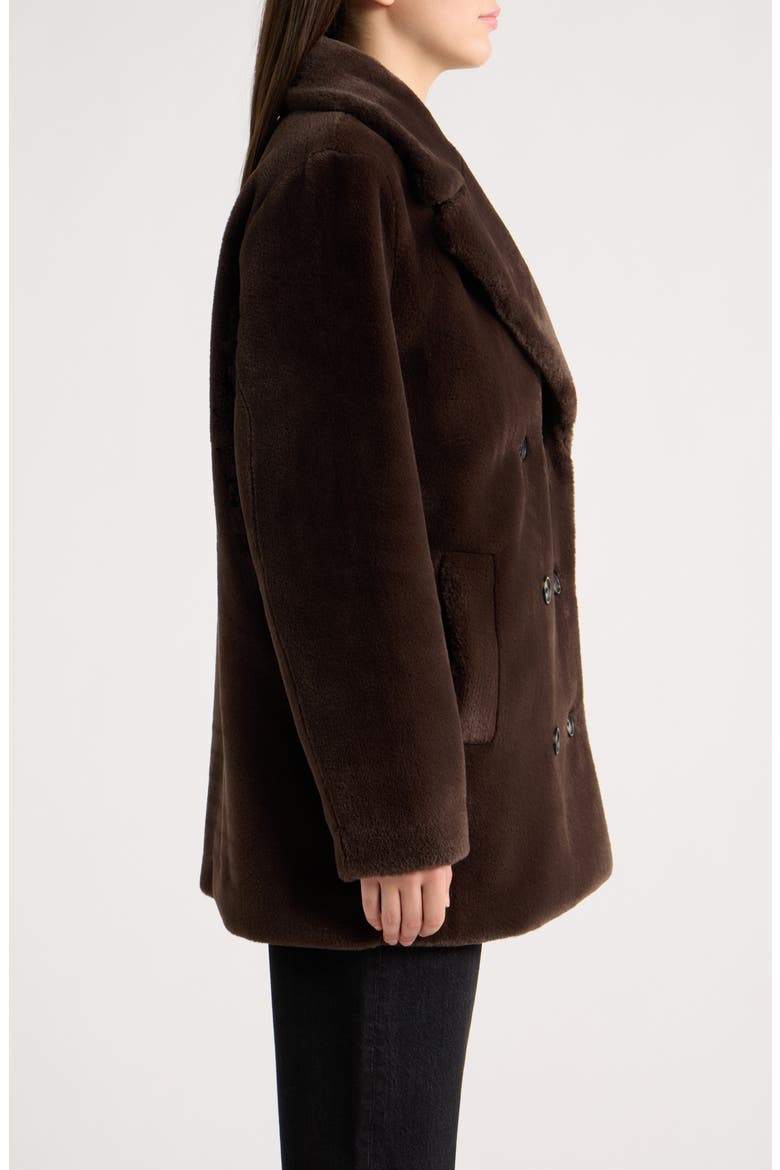 Double Breasted Faux Fur Coat, Alternate, color, DARK CHOCOLATE