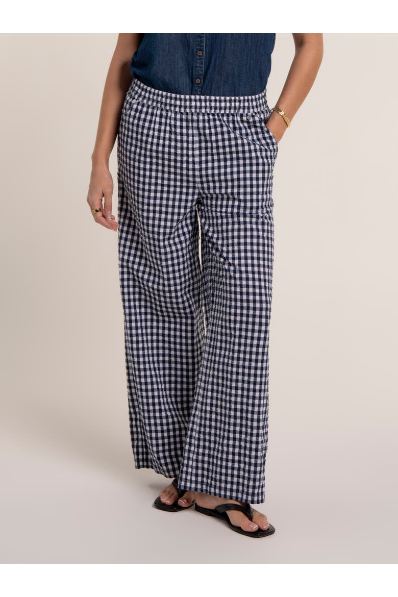 Gingham Wide Leg Aitana Trousers, Main, color, Black