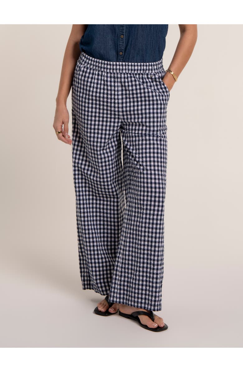 Brakeburn Gingham Wide Leg Aitana Trousers, Main, color, Black