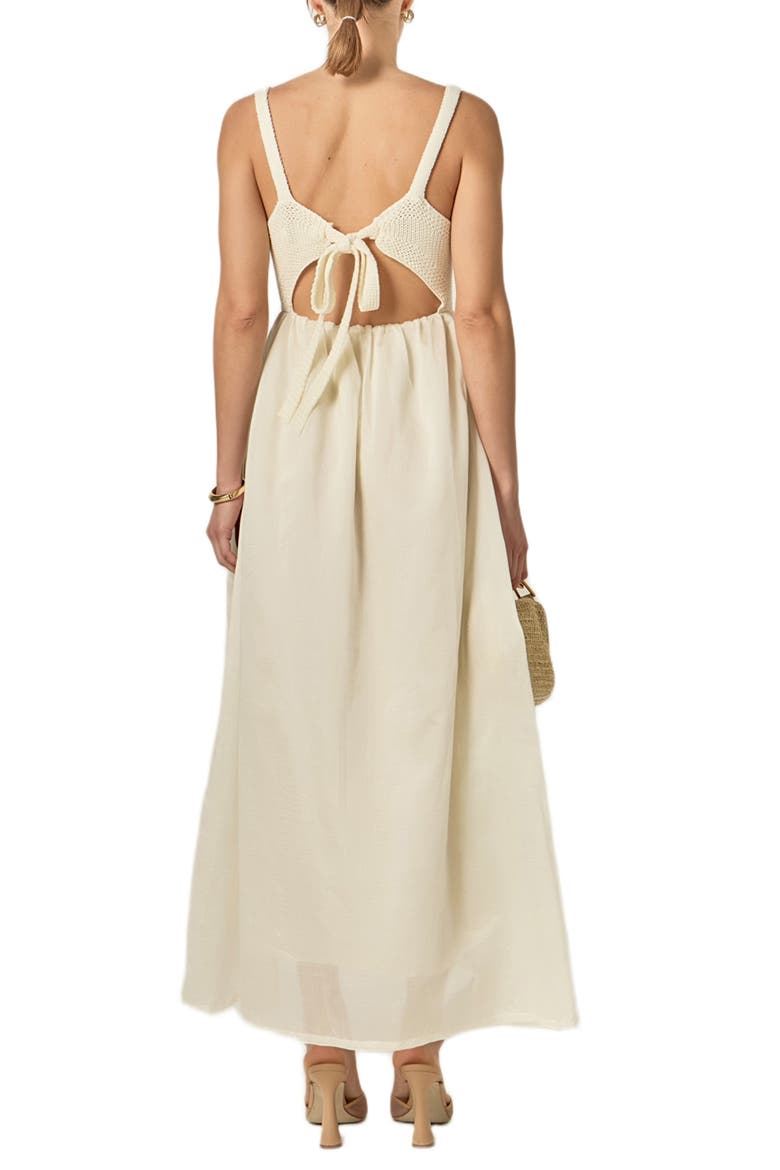 Mixed Media Open Back Dress, Alternate, color, CREAM