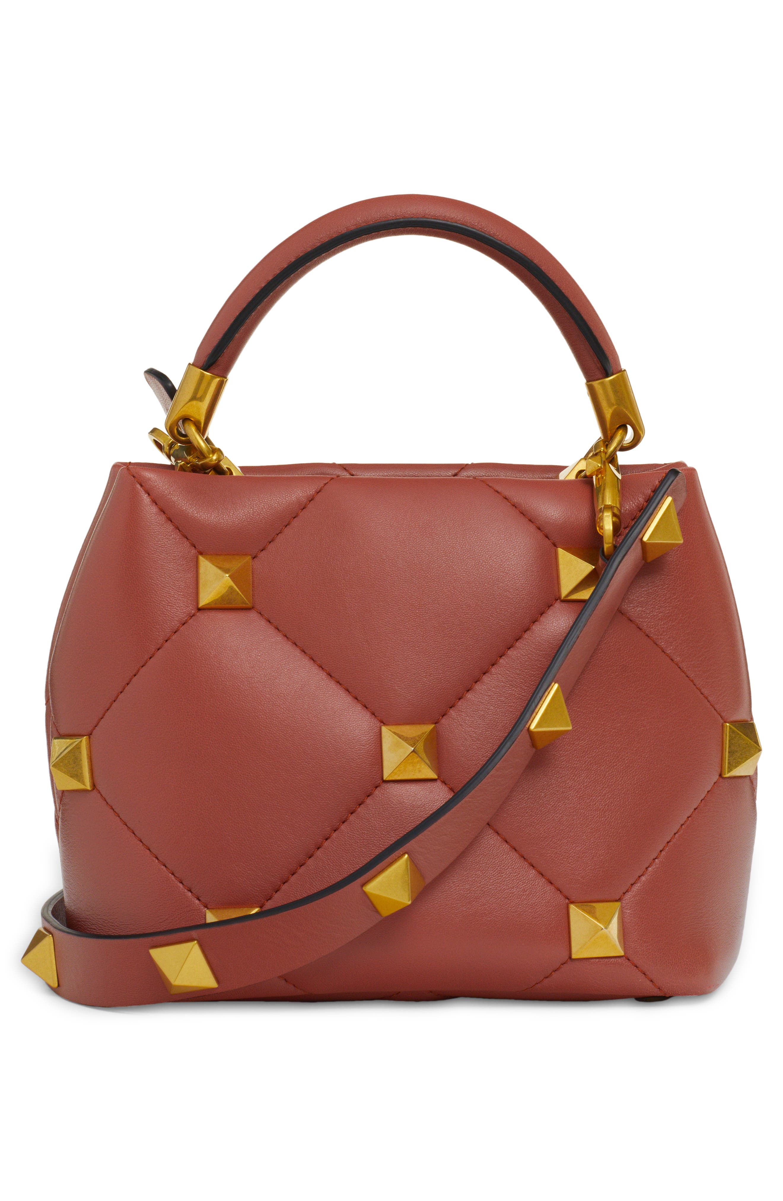 Valentino Garavani Roman Stud Quilted Leather Top Handle Bag, Alternate, color, 