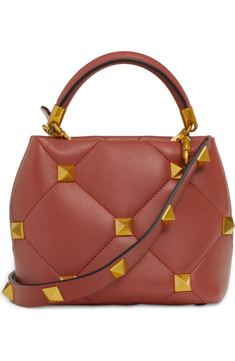 Valentino Garavani Roman Stud Quilted Leather Top Handle Bag, Alternate, color,