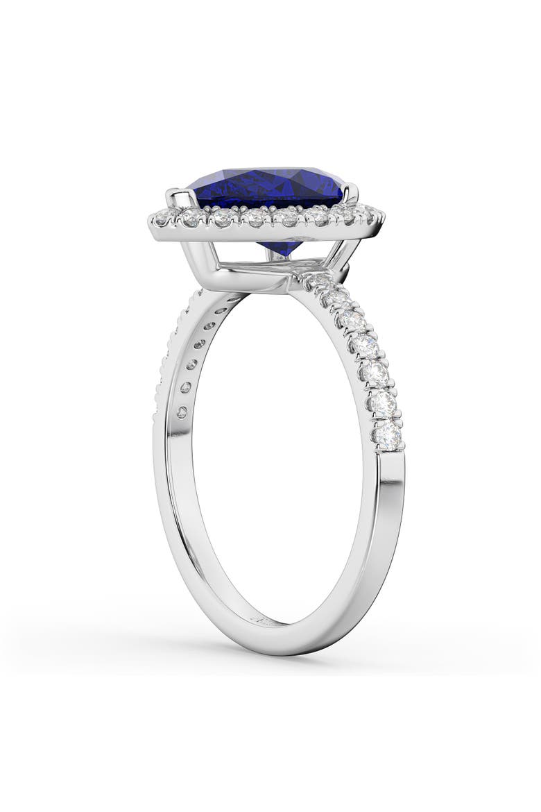 Pear Halo Blue Sapphire & Diamond Engagement Ring 14K, Alternate, color, 3.01ct/White Gold