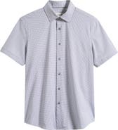 Bugatchi Miles OoohCotton® Neat Dot Print Short Sleeve Button-Up Shirt