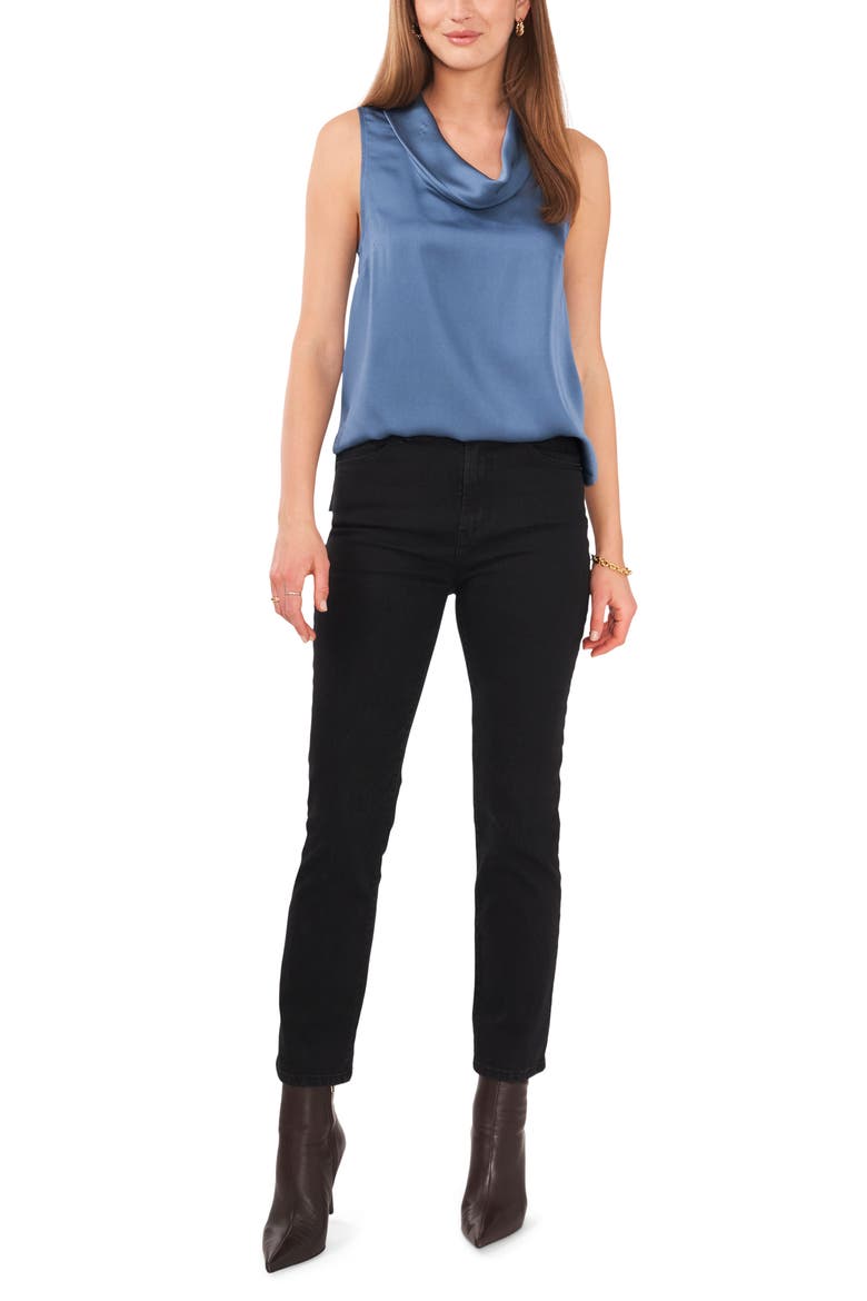 Hammered Satin Sleeveless Cowl Neck Top, Alternate, color, 417 DUSTY BLUE