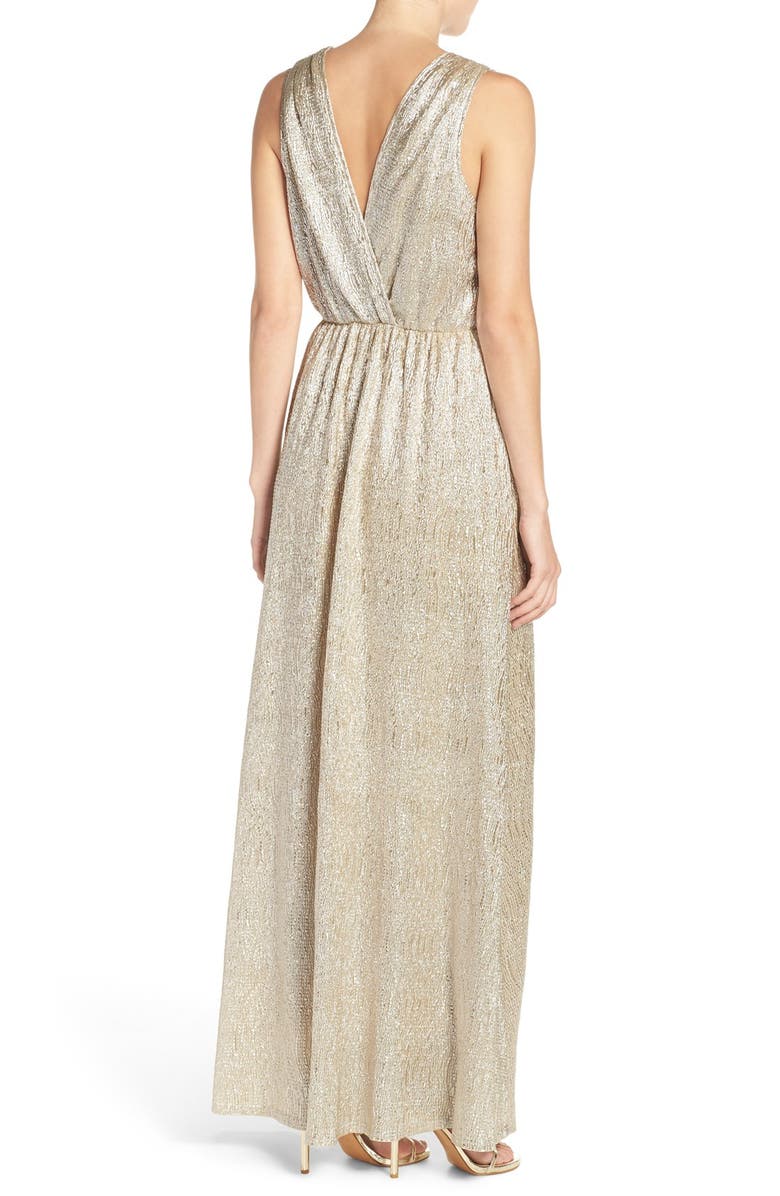 Lulus Surplice V-Neck Sleeveless Shimmer Gown, Alternate, color, 