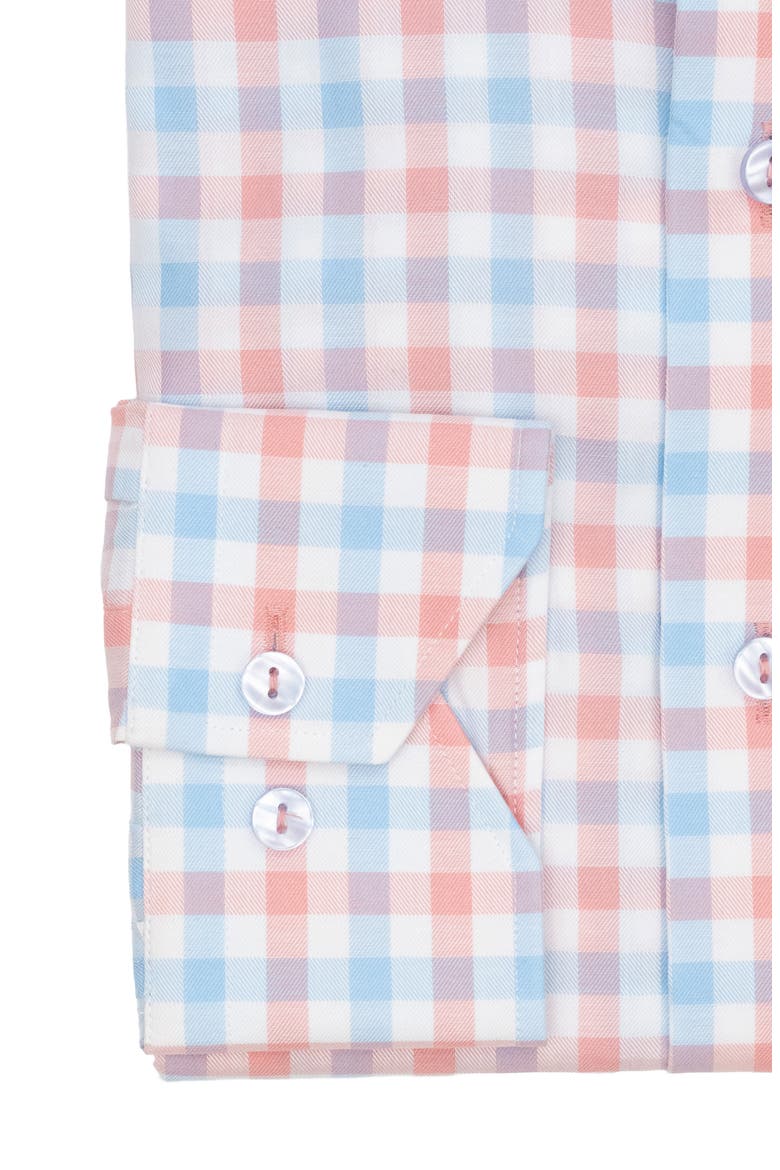 Trim Fit Gingham Print Dress Shirt, Alternate, color, LIGHT BLUE