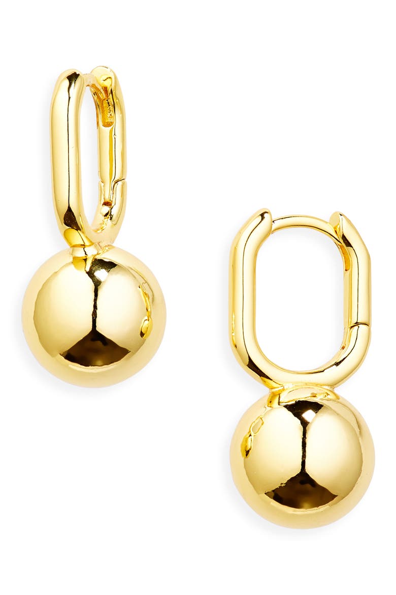 Sphere Carabiner Hoop Earrings, Main, color, PALE GOLD