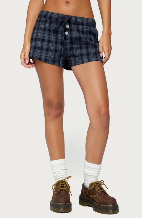 Alessa Plaid Pull-On Shorts