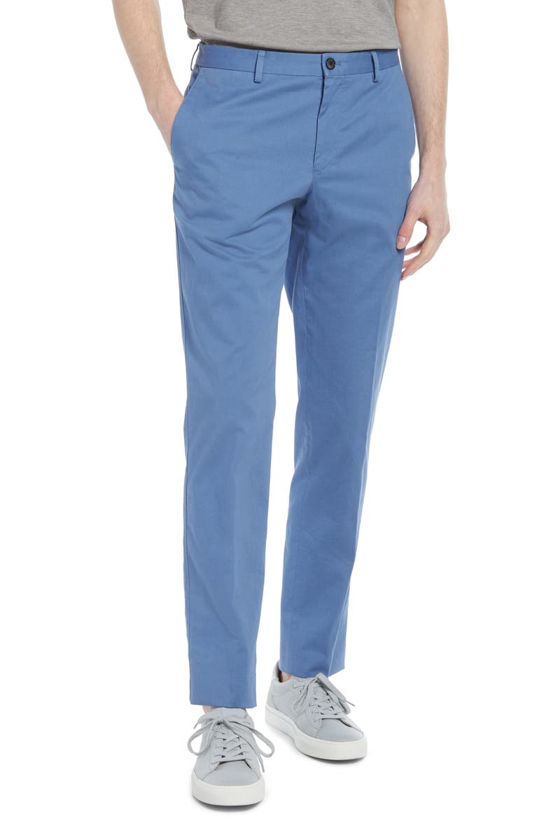 Stanino Flat Front Stretch Cotton Dress Pants, Main, color, OPEN BLUE