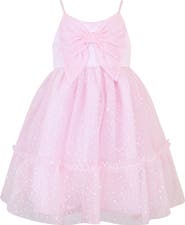 Zunie Kids' Glitter Mesh Bow Fit & Flare Party Dress