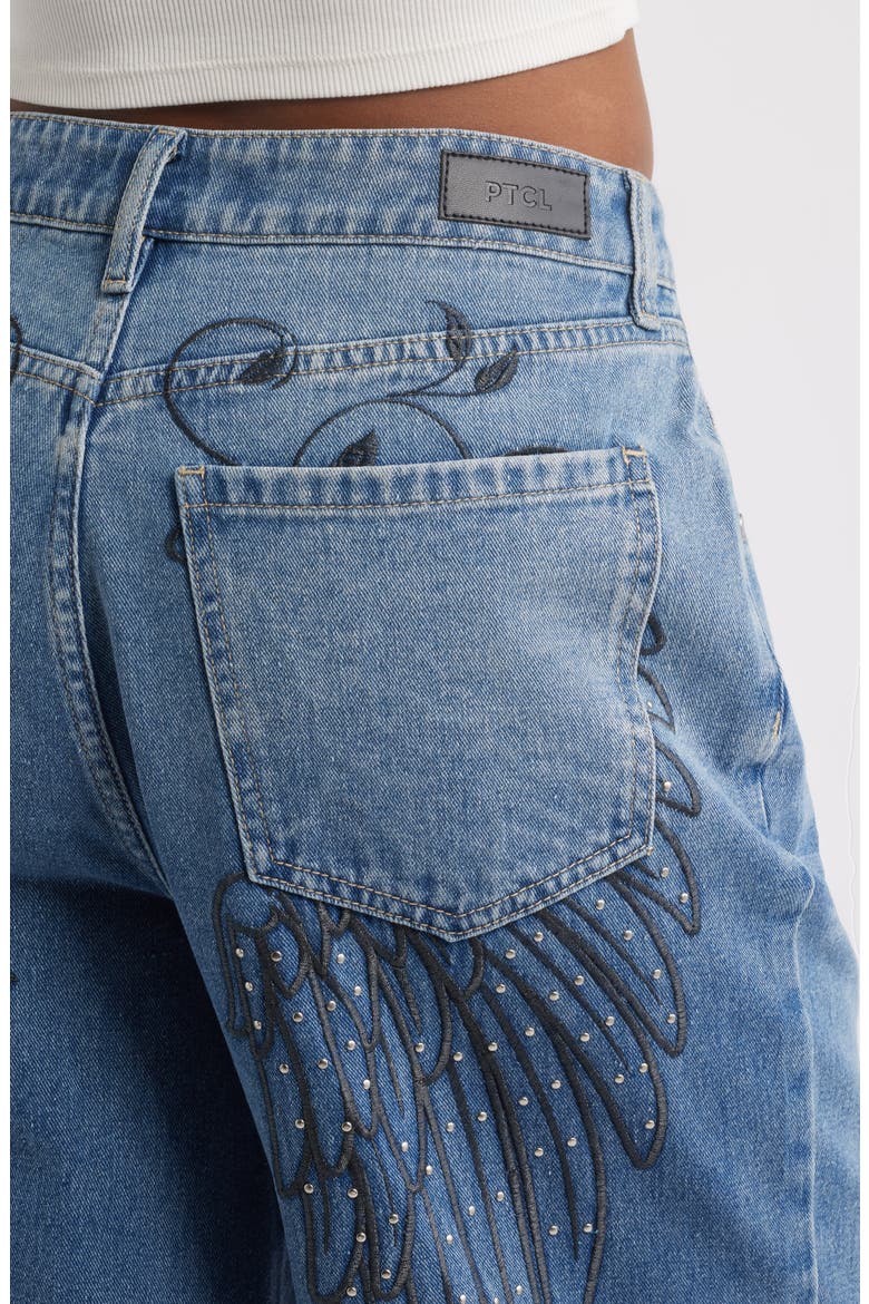 Sylva Studded Embroidered Denim Bermuda Shorts, Alternate, color, MEDIUM WASH