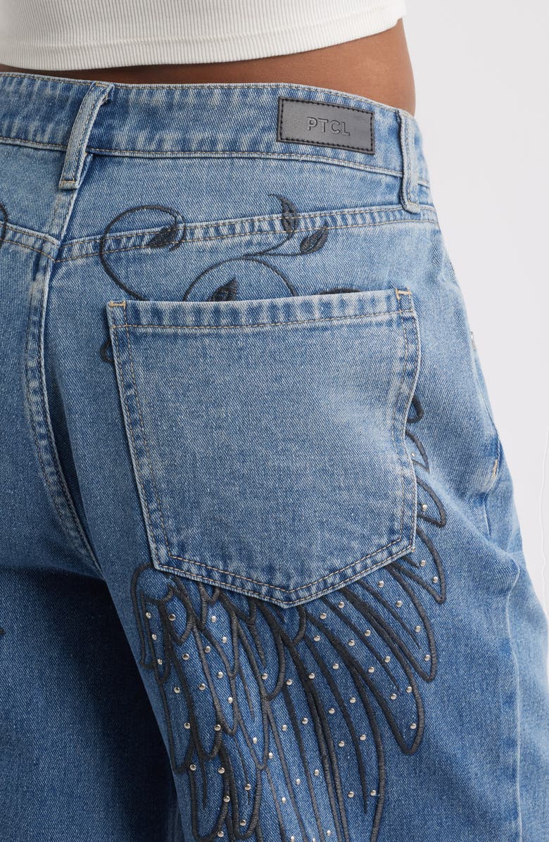 PTCL Sylva Studded Embroidered Denim Bermuda Shorts, Alternate, color, 