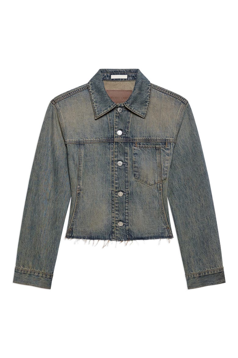 Brooklyn Raw Hem Denim Trucker Jacket, Alternate, color, HEAVY TINTED BLUE