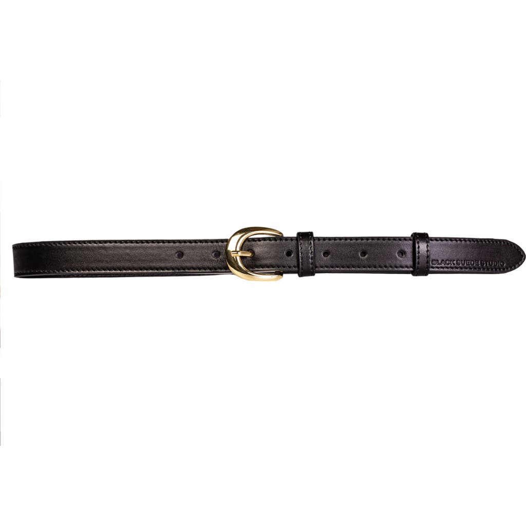 Shop Half Moon Belt Black Suede Studio In Black Leather/gold
