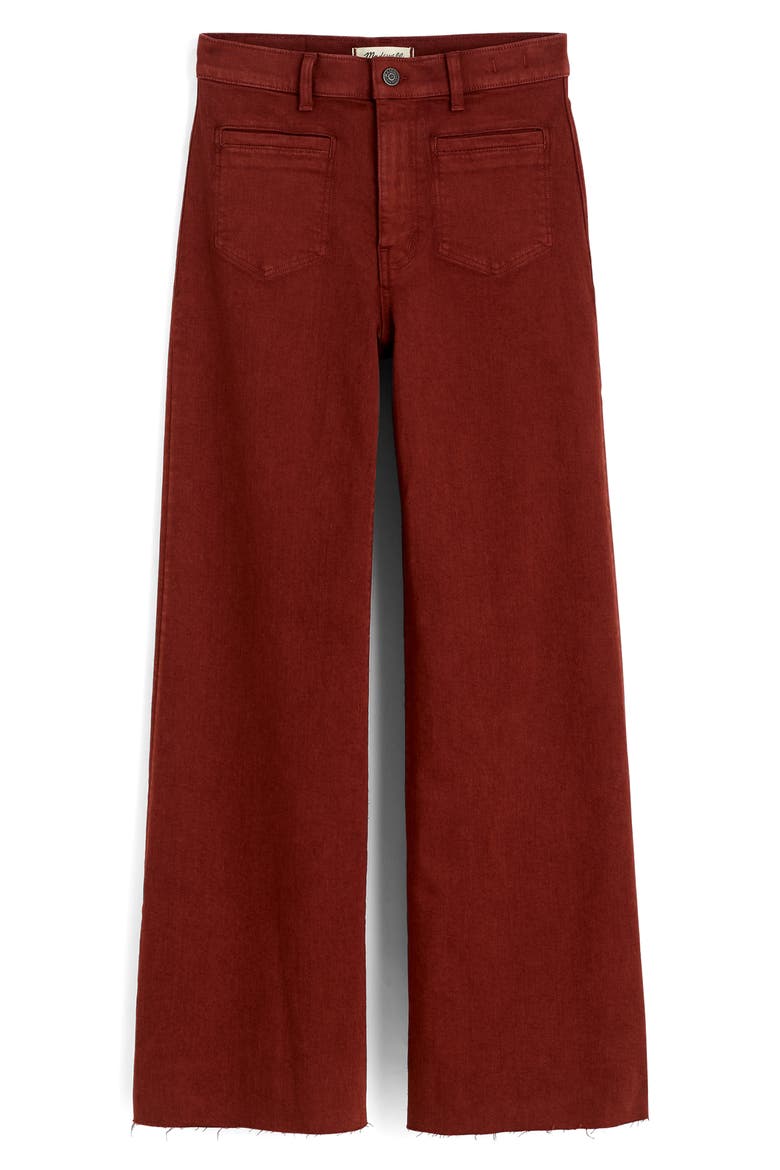 Garment Dye Patch Pocket Raw Hem Crop Flare Wide Leg Jeans, Alternate, color, HENNA