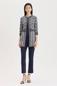 Ming Wang Multi Pattern Jacquard Knit Jacket