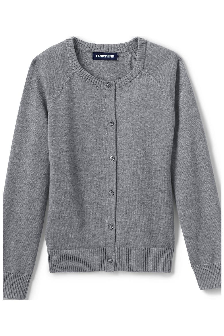 School Uniform Girls Cotton Modal Cardigan Sweater, Alternate, color, Pewter Heather